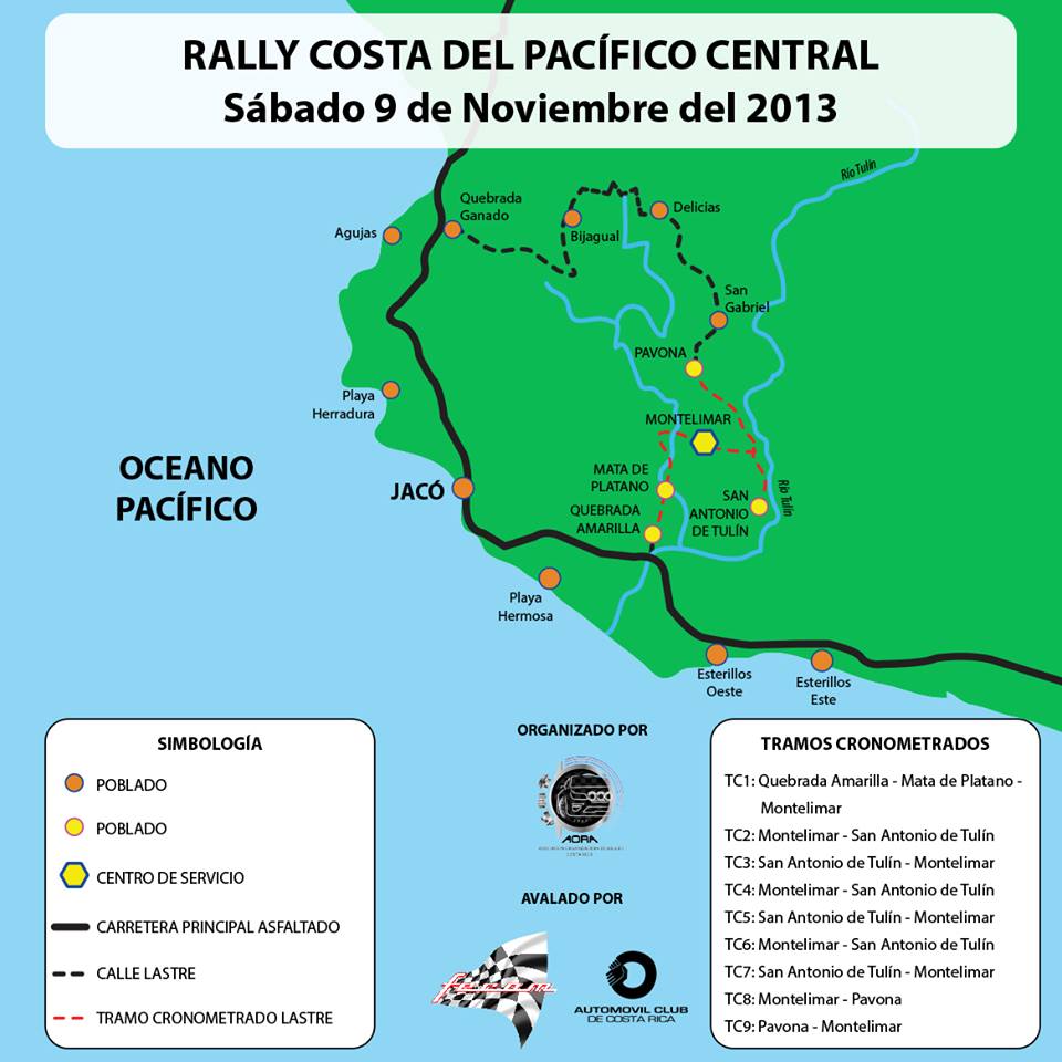 Mapa rally Costa Rica jaco